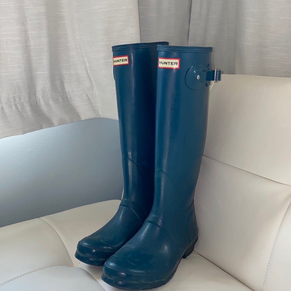 blue Hunter rain boots